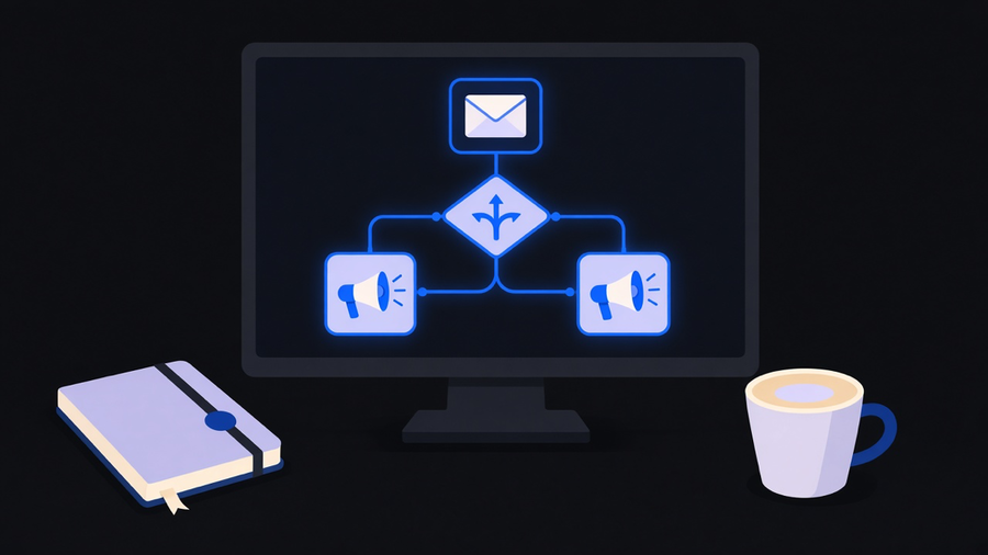 A marketing dashboard showing automated workflow triggers and campaign stages connected by lines