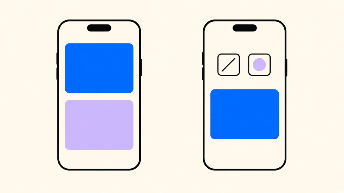 Two phone outlines showing a native codebase split by platform next to a single shared cross platform codebase
