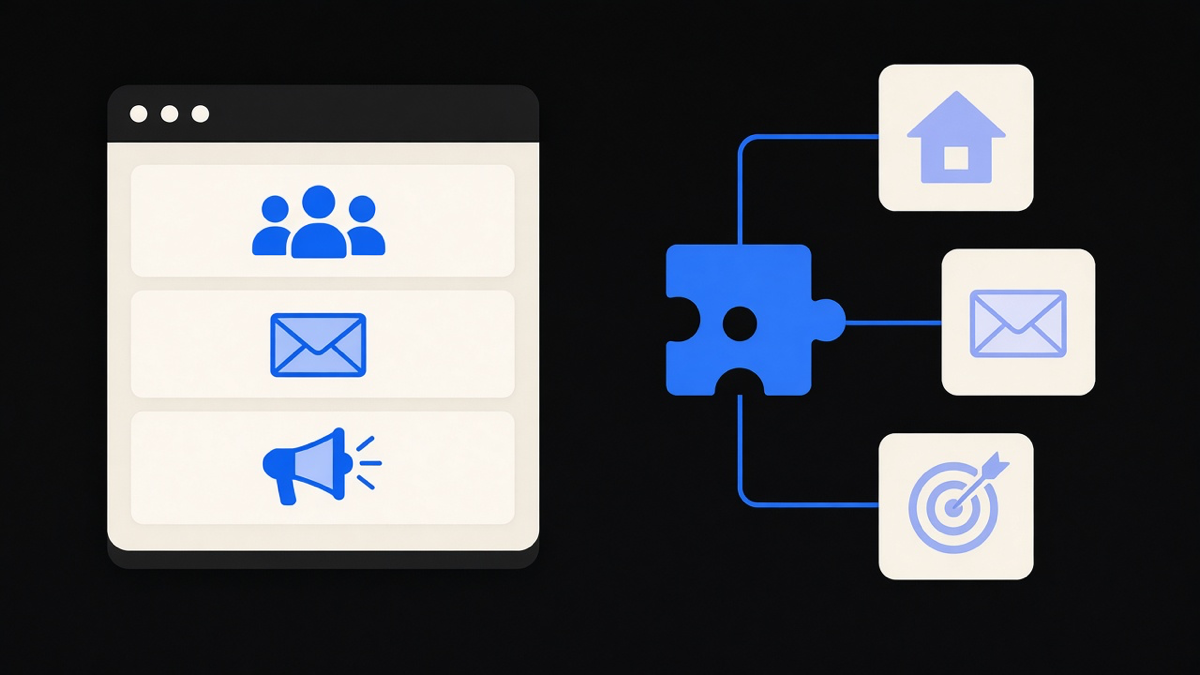 A side-by-side comparison chart showing a single unified marketing platform against three connected smaller tools