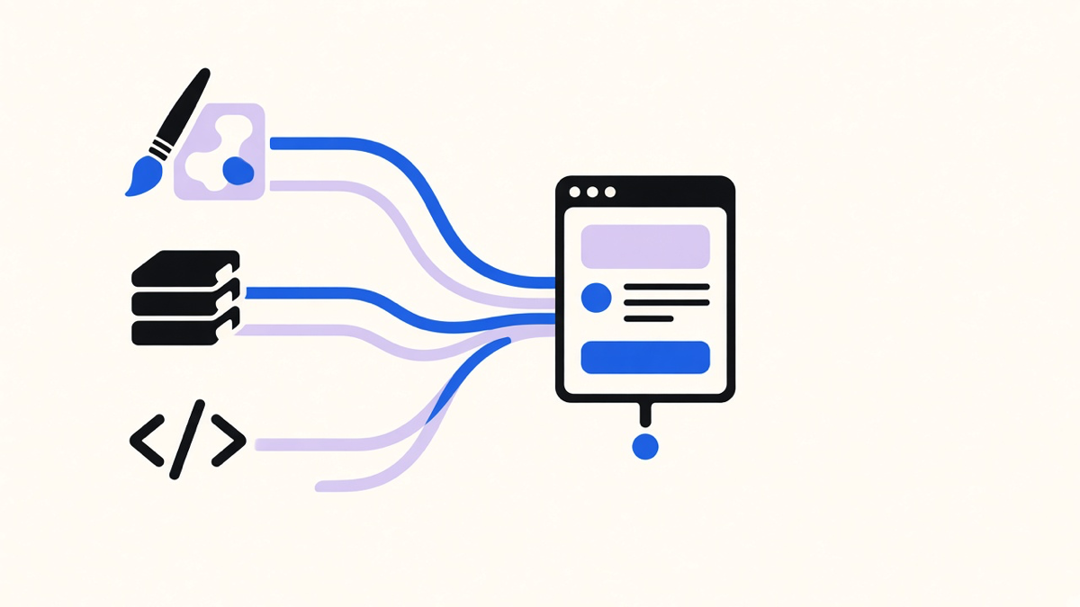 Illustration comparing three checkout customization paths, theme editor, an installed app, and custom code, converging into one checkout screen