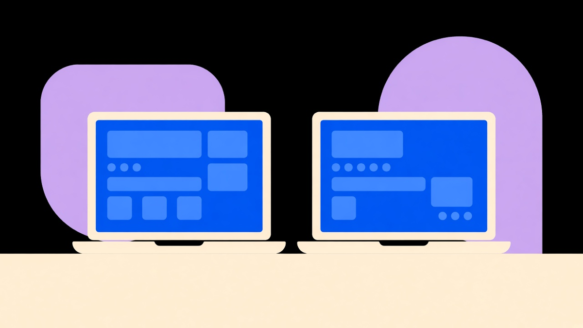 A desk scene showing Google Play Console and TestFlight dashboards open side by side during a beta testing phase