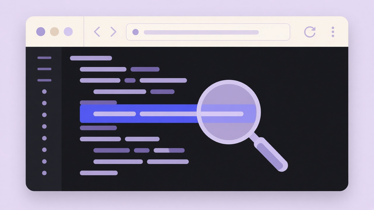 A browser view-source panel highlighting theme folder names and platform fingerprints on a live site