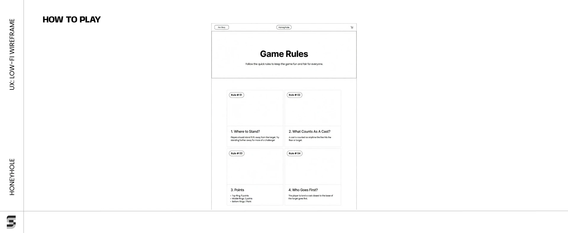 How to Play page low-fi wireframe