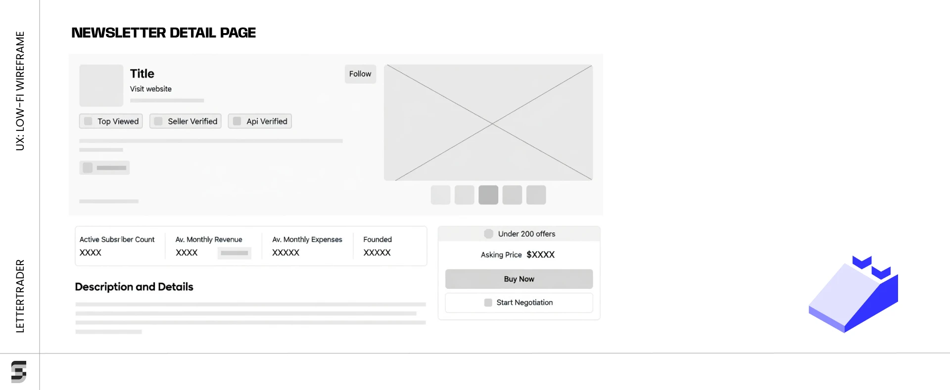 Newsletter Detail Page low-fi wireframe